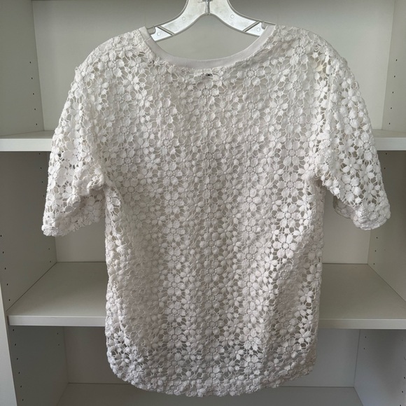 A.L.C White Lace Front Pocket Short Sleeve Shirt - Picture 6 of 6